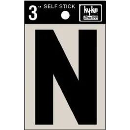 Address Letter N Black Vinyl Adhesive 3 Inch Mailbox Decal Hy-Ko