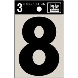 Address Number 8 Black Vinyl Adhesive 3 Inch Mailbox Decal Hy-Ko