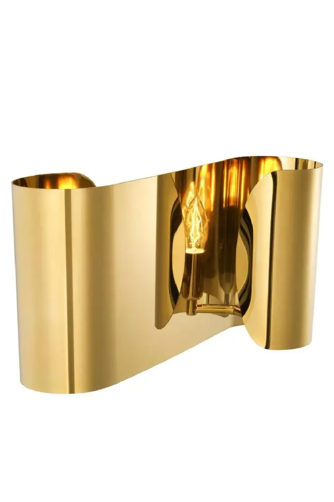Eichholtz Crawley Curved Gold Wall Sconce Elegant Interior Lighting