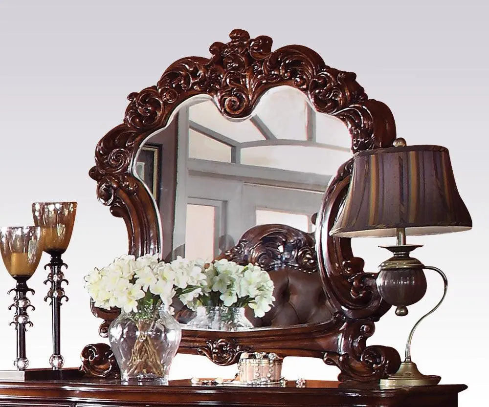 Acme Vendome Landscape Mirror Intricate Details Cherry 22004 - Home Decor