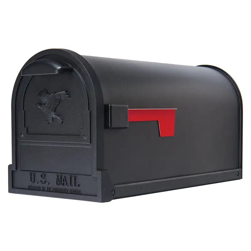Gibraltar Arlington Classic Galvanized Steel Post Mount Black Mailbox Gibraltar Mailboxes