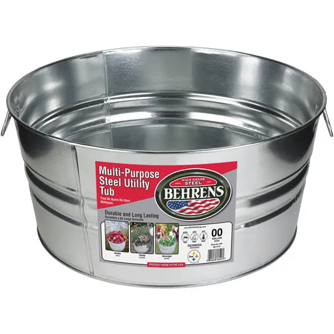 Behrens 2GS 15 Gallon Round Galvanized Steel Wash Tub Laundry and Outdoor Use