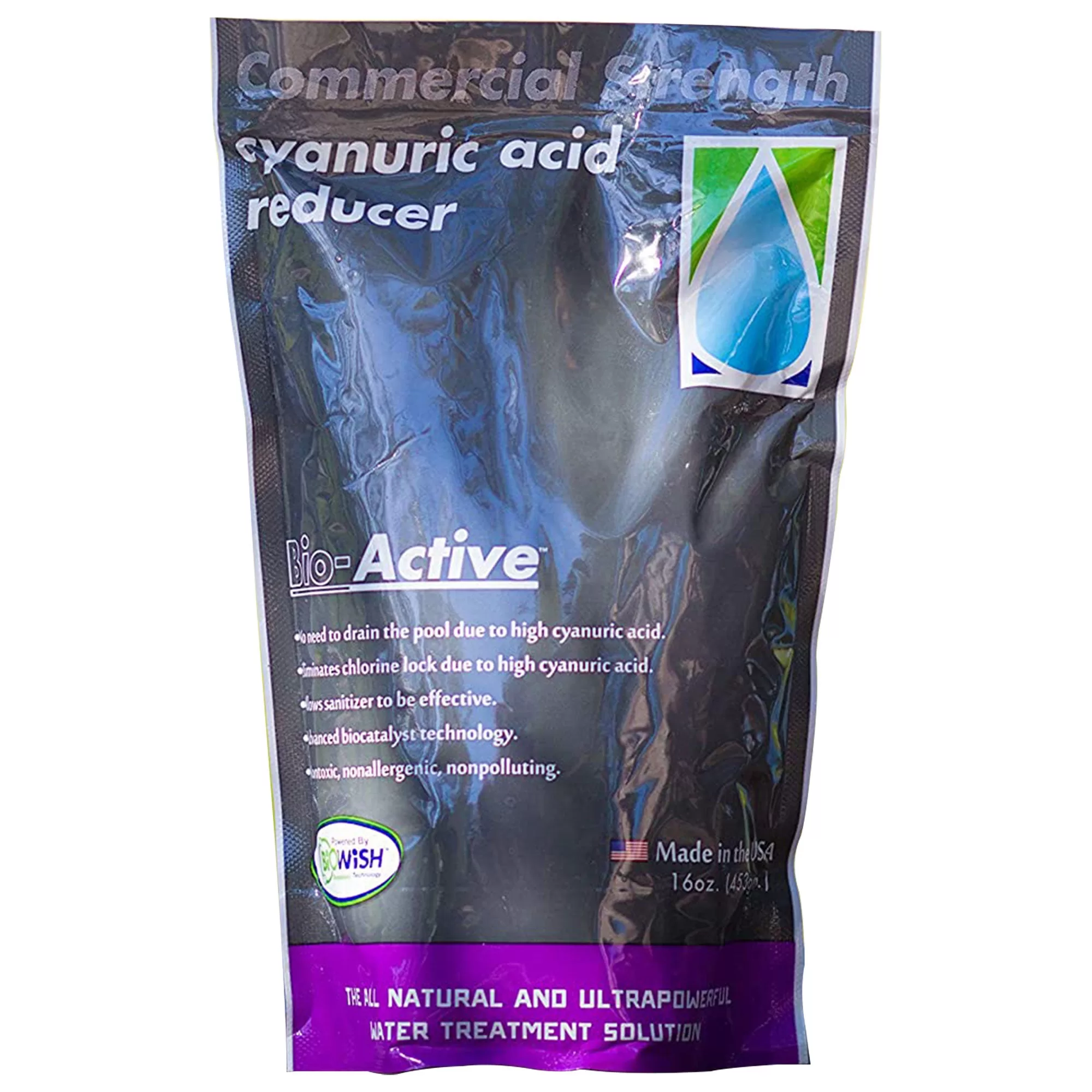 Bio-Active Non Polluting Cyanuric Acid Reducer Powder Swimming Pools 16 Oz