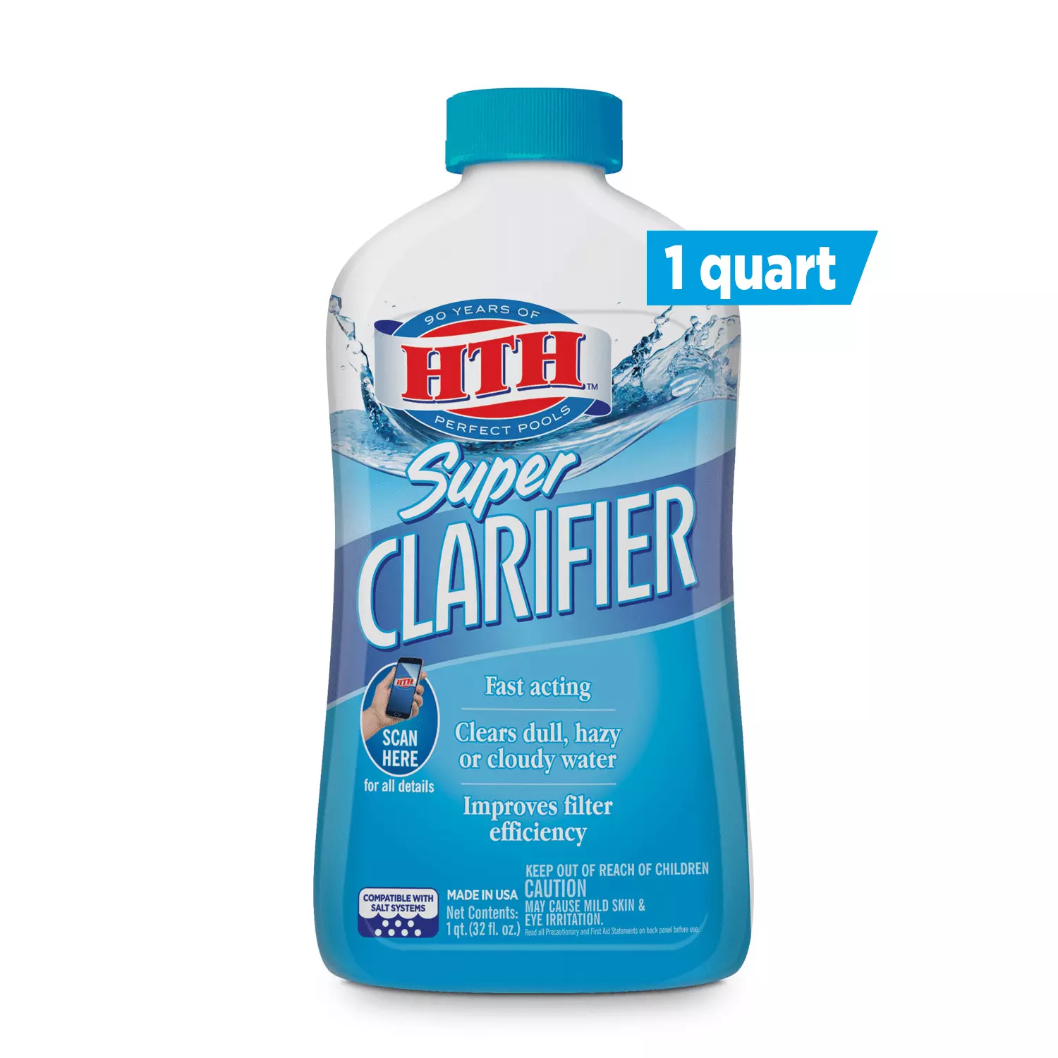 HTH Super Clarifier Clears Cloudy Water Pool Chemicals and Supplies 1 Qt