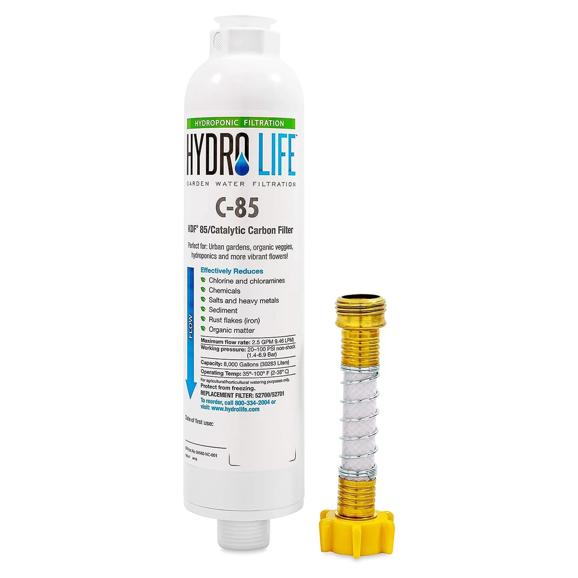 Camco Hydro Life Hydroponics C85 Inline Water Filter and Flexible Hose Protector