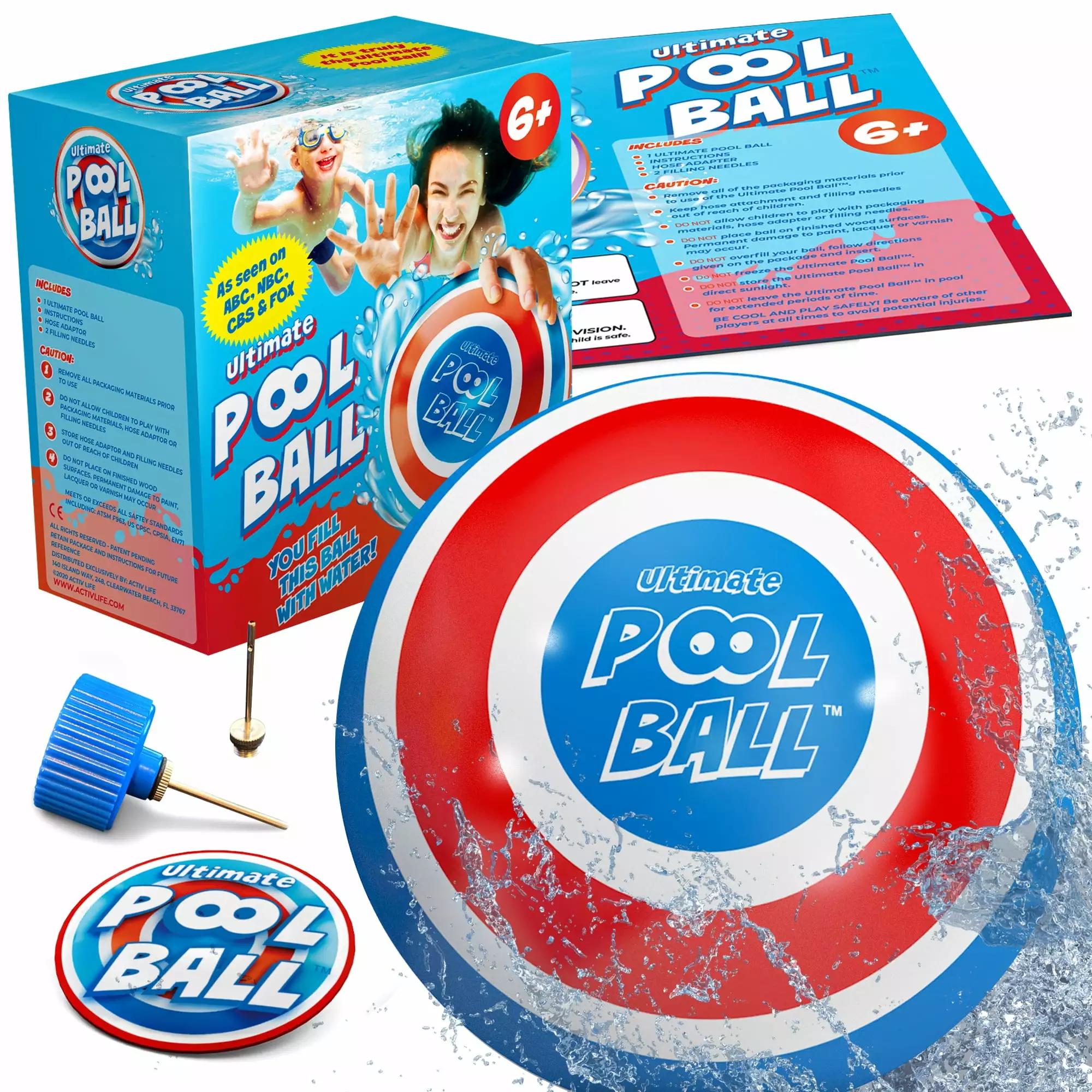 Activ Life Pool B Fun Water Games Toys Kids and Adults Blue Red