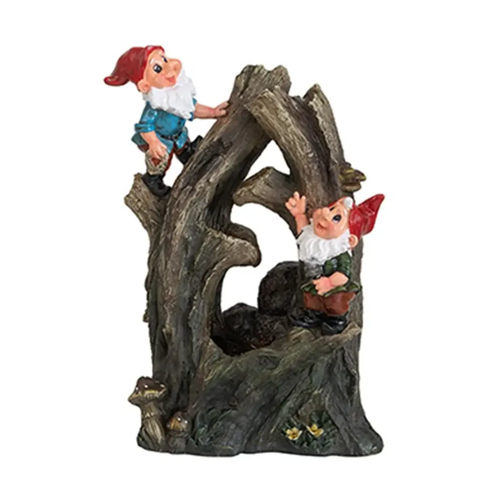 Decorative Woodland Gnome Water Fountain LED Light - Chocolate