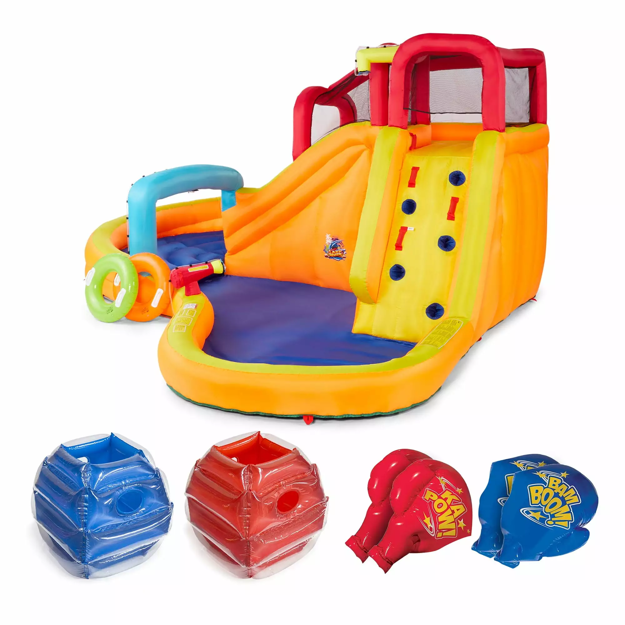 Banzai Inflatable Lazy River Adventure Water Park and Battle Bop Combo Pack Battle