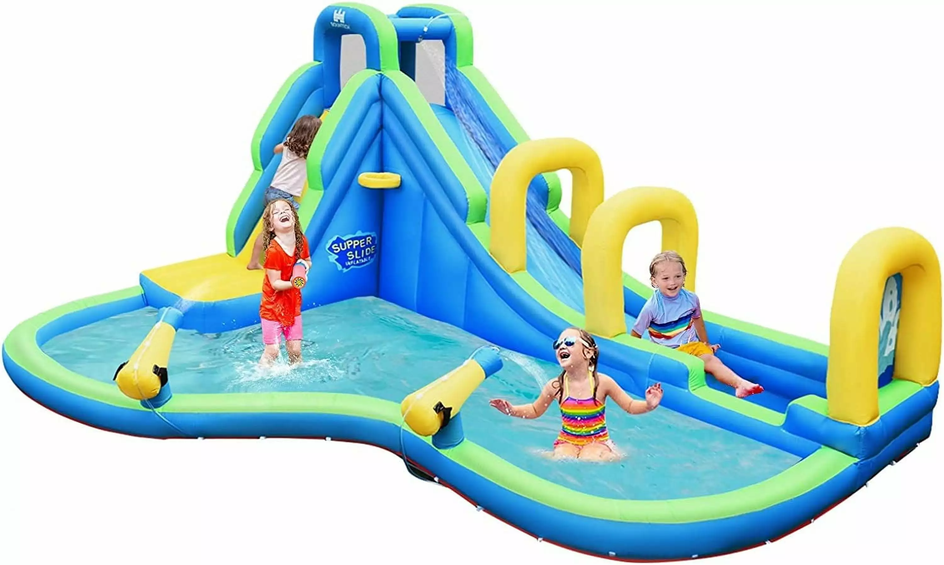 Inflatable Water Slide 5 1 Giant Adventure Water Park Family Fun 780W Blower Splash Pool Water Cannons