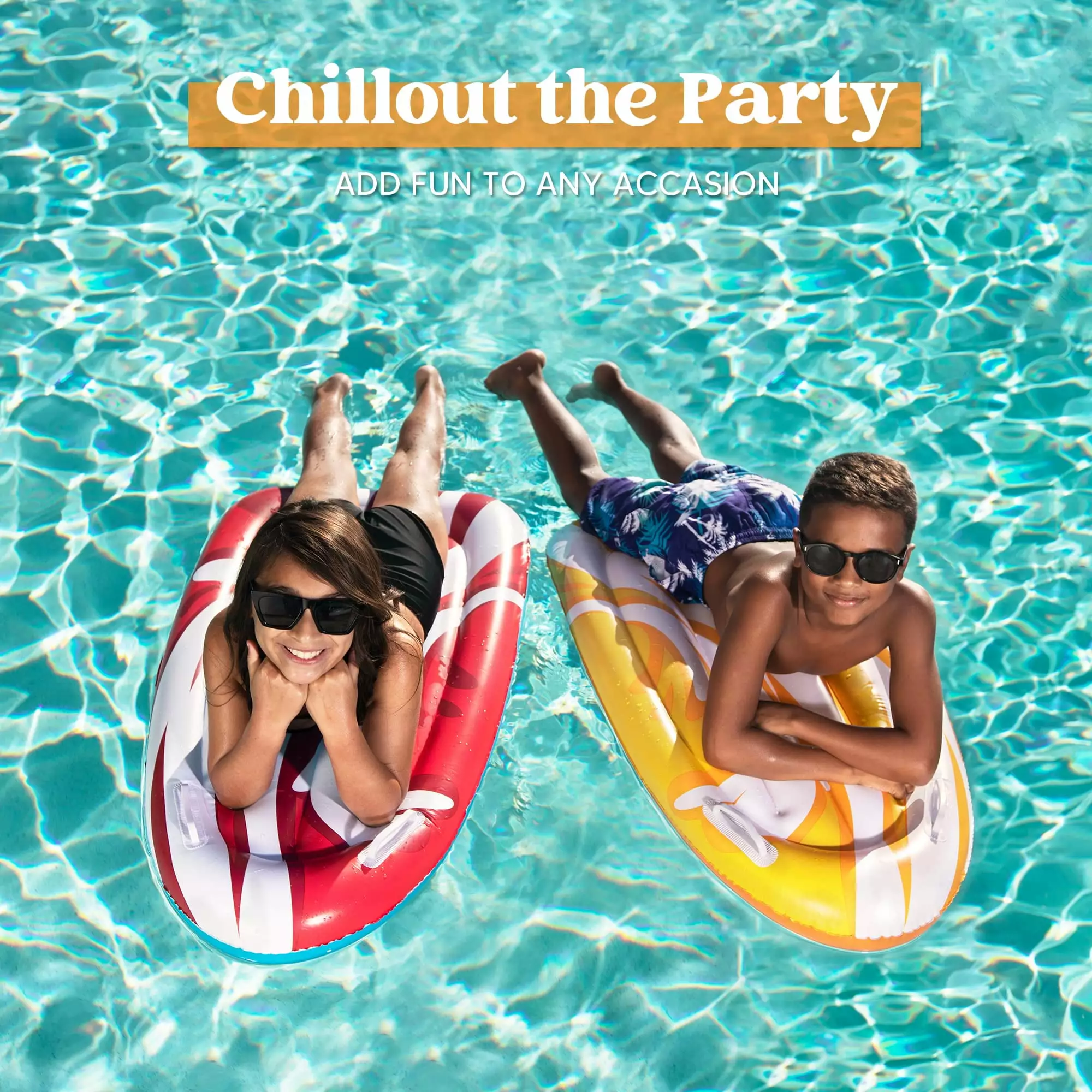 JOYIN 2 Pack Inflatable Water Slide Boards Handles Kids Pool Floating Fun