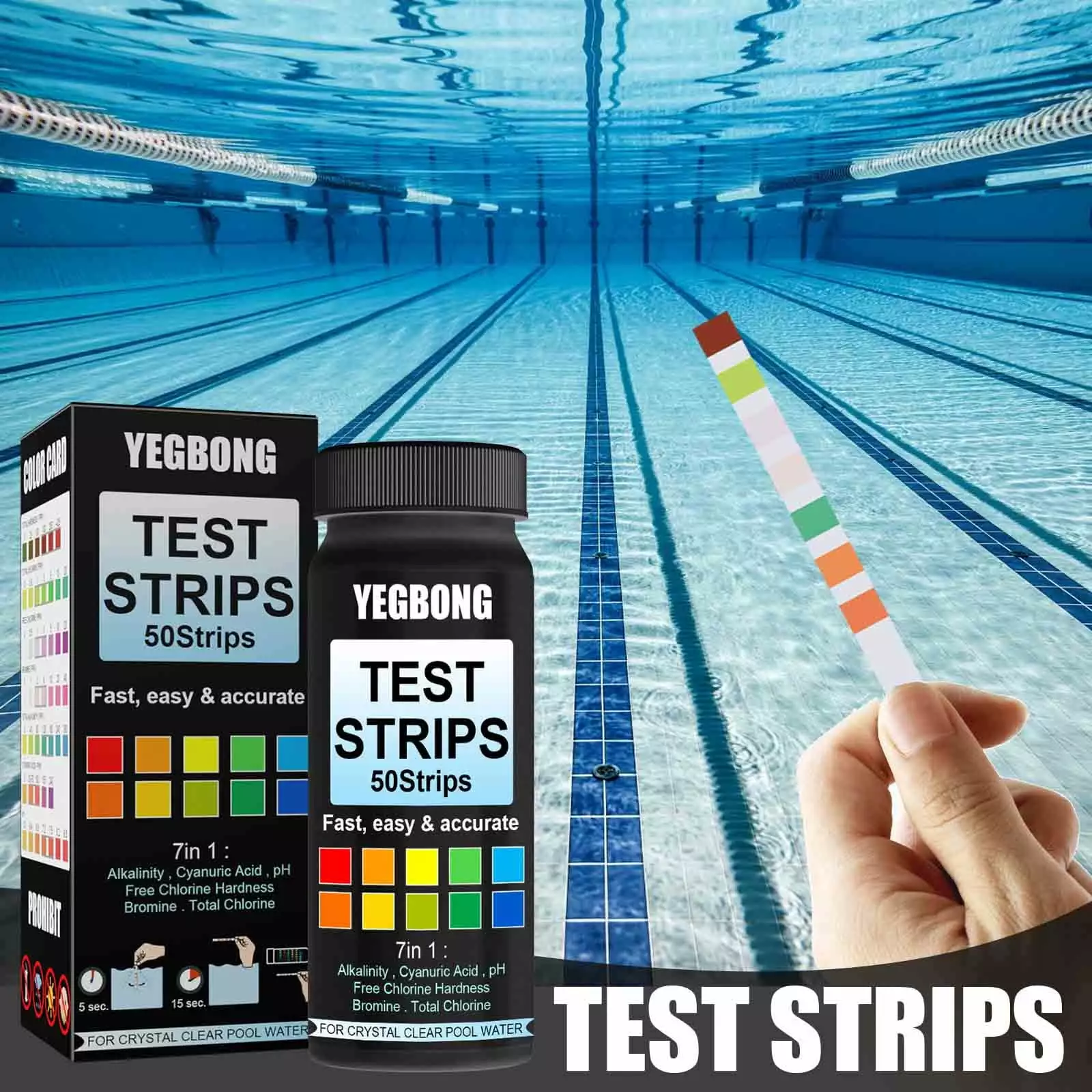 Fridja 50 Pack 7 1 Pool and Spa Test Strips Hot Tub and Swimming Pool Kits