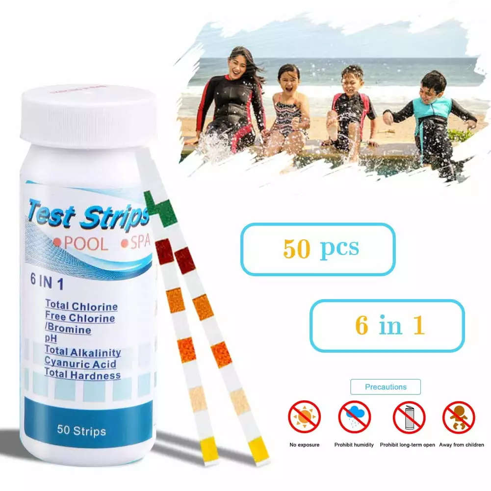 50 Pack 6 1 SPA Pool Test Strips pH Total Chlorine Alkalinity Cyanuric Acid