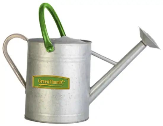 Green Thumb Vintage Galvanized Watering Can 2 Gallon Logo