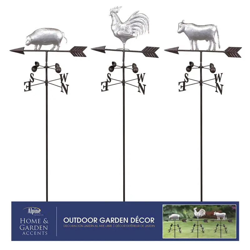 Alpine Bronze Iron 48 H Farm Animal Weathervane Outdoor Garden Stake Pack 6