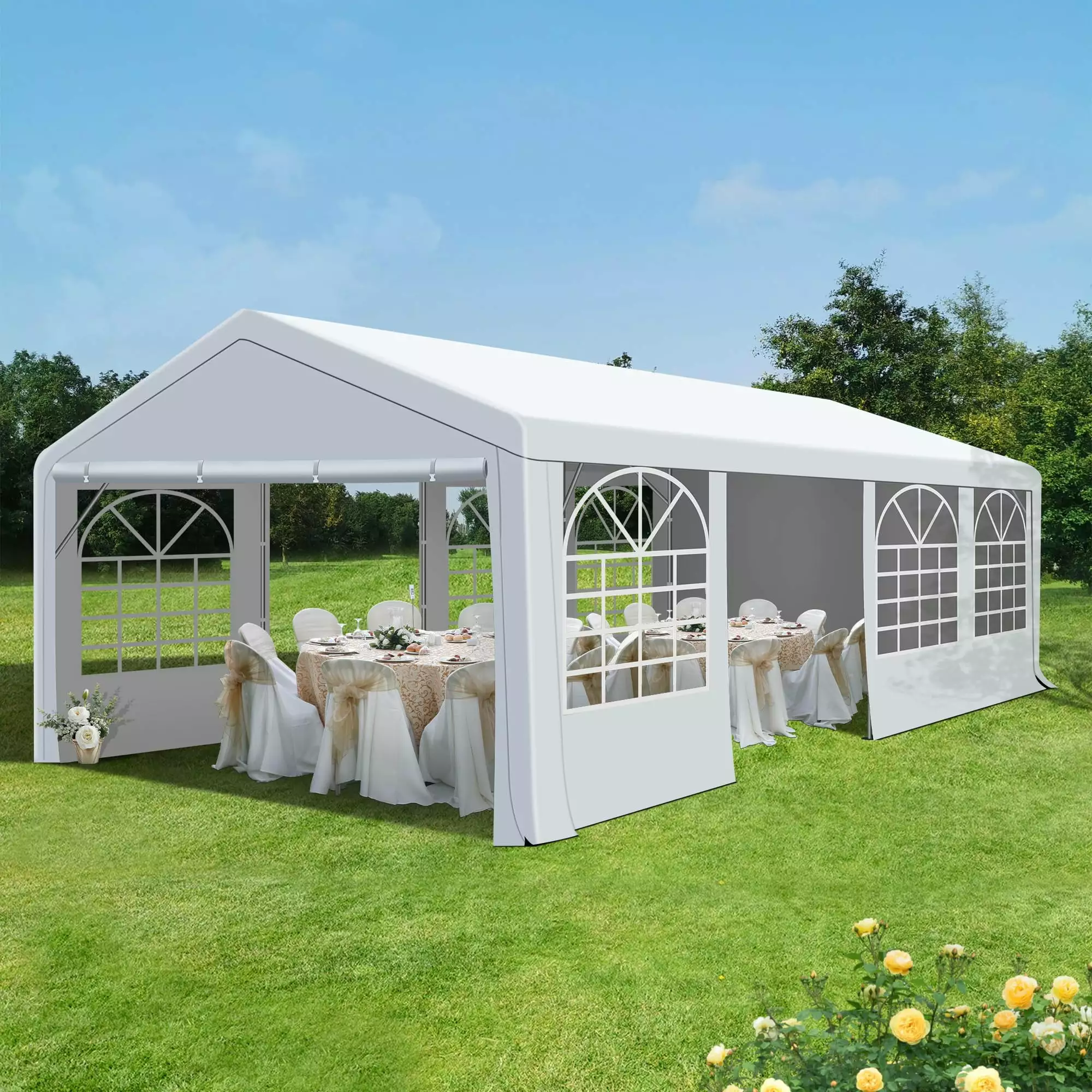 COVERONICS 13x26FT Heavy Duty Wedding Tent Windows Outdoor Events