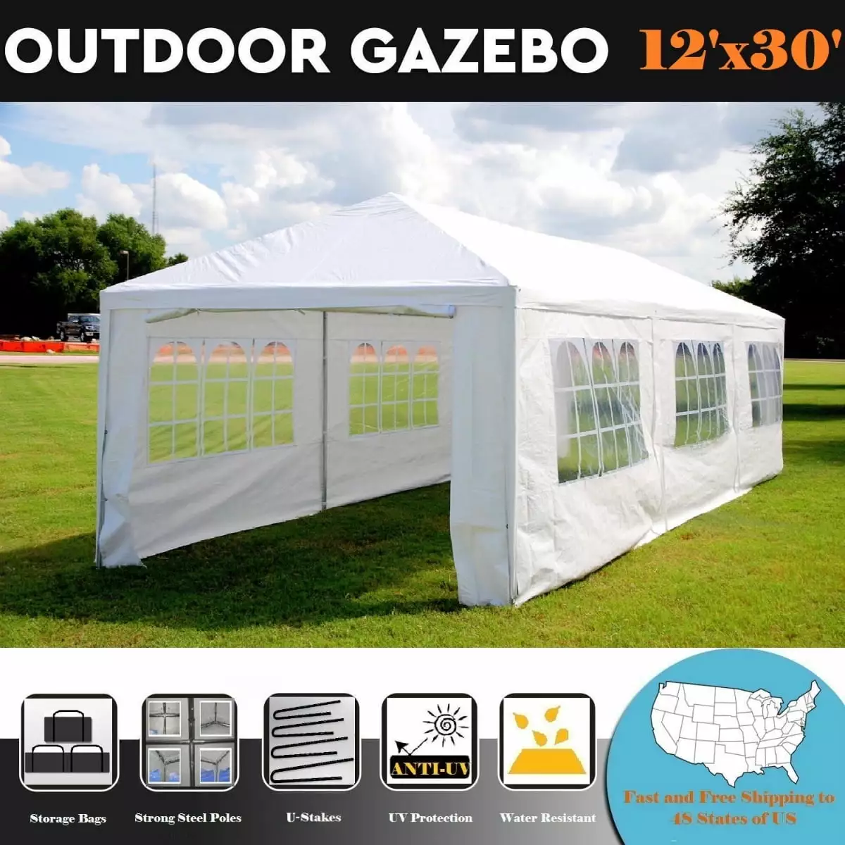 12x30 Feet Wedding Party Tent Metal Connectors Heavy Duty Event Canopy Delta