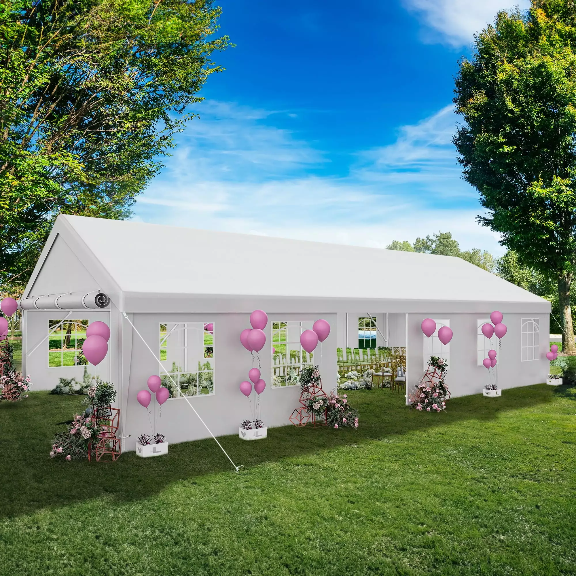 Dextrus 20x40FT Premium PVC Wedding Party Tent Galvanized Structure and Detachable Sidewalls