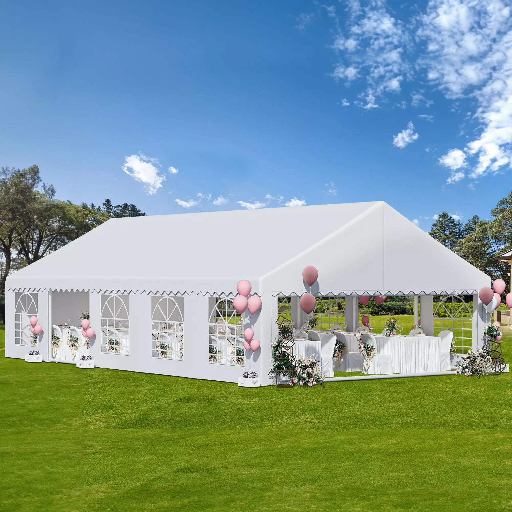 ModFusion 20'x33' PVC Tent Wedding Event Shelter Galvanized Ripple Canopy and Removable Sidewalls