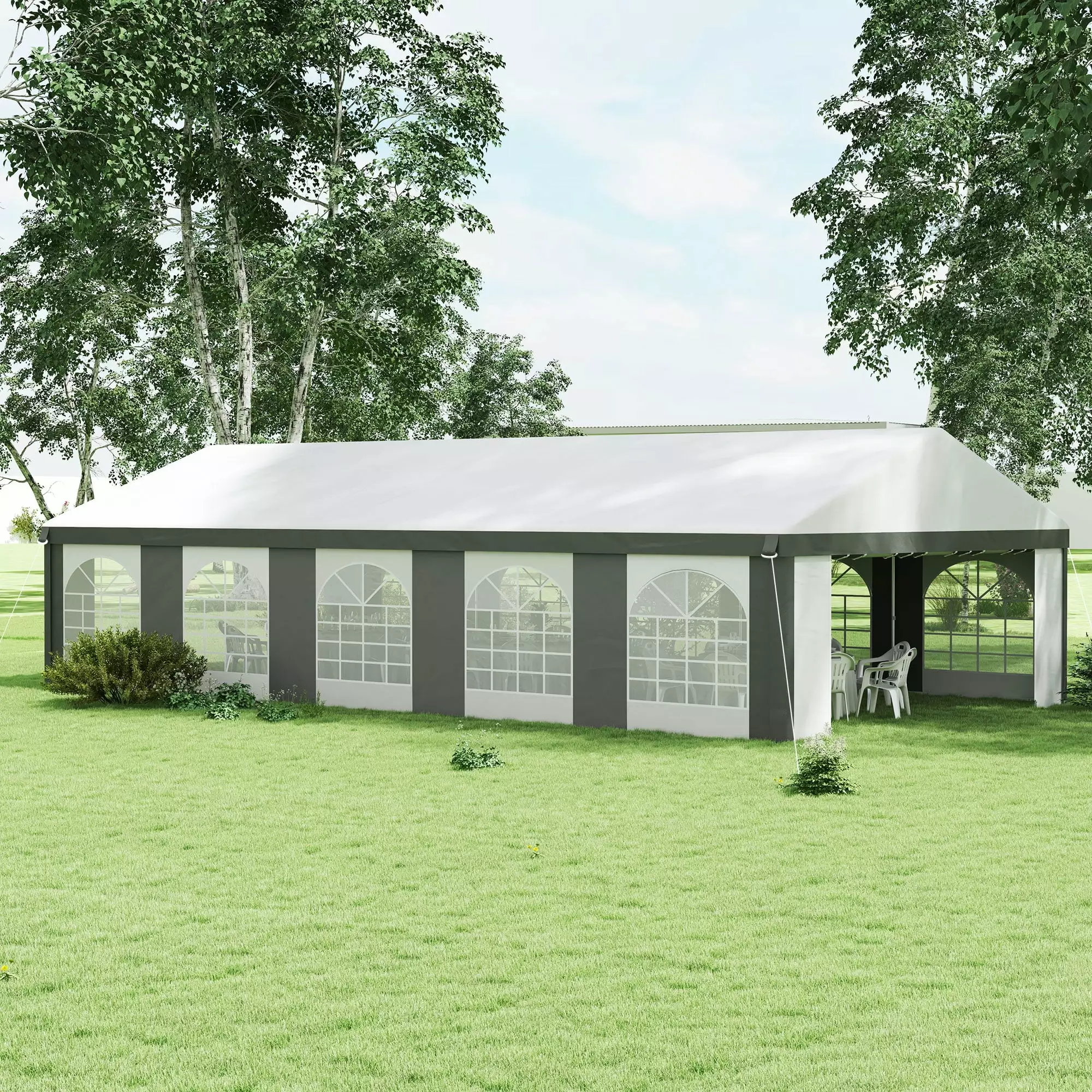 Outsunny 16x32 Heavy-duty Large Wedding Tent Sidewalls Gray Outdoor Event Shelter