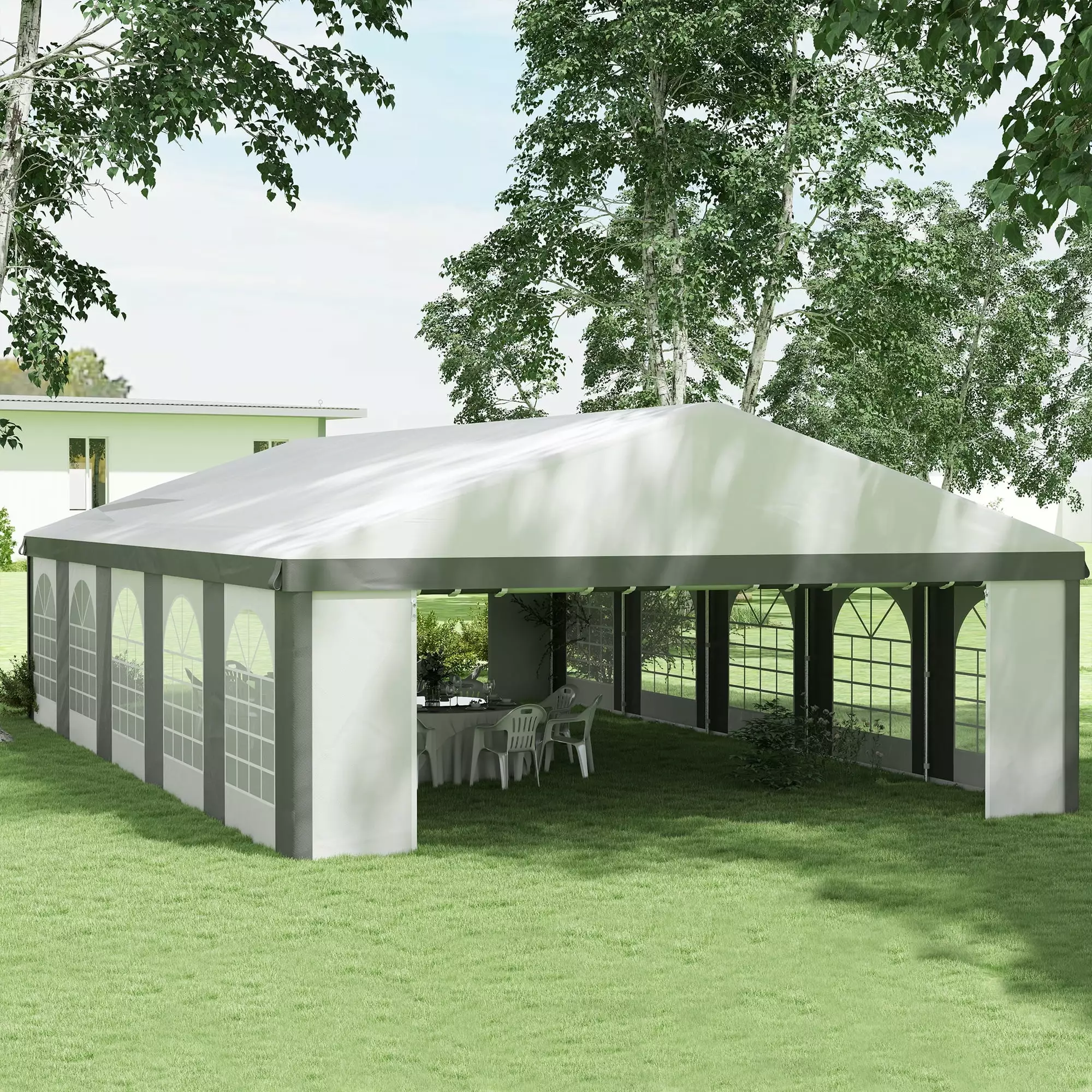 Outsunny 20' x 33' Heavy-duty Large Wedding Tent Sidewalls Gray Outdoor Events