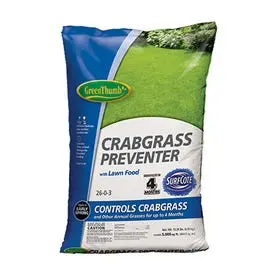 Crabgrass Preventer Plus Lawn Food 26-0-3 Formula 5,000 Sq. Ft. Coverage Green Thumb