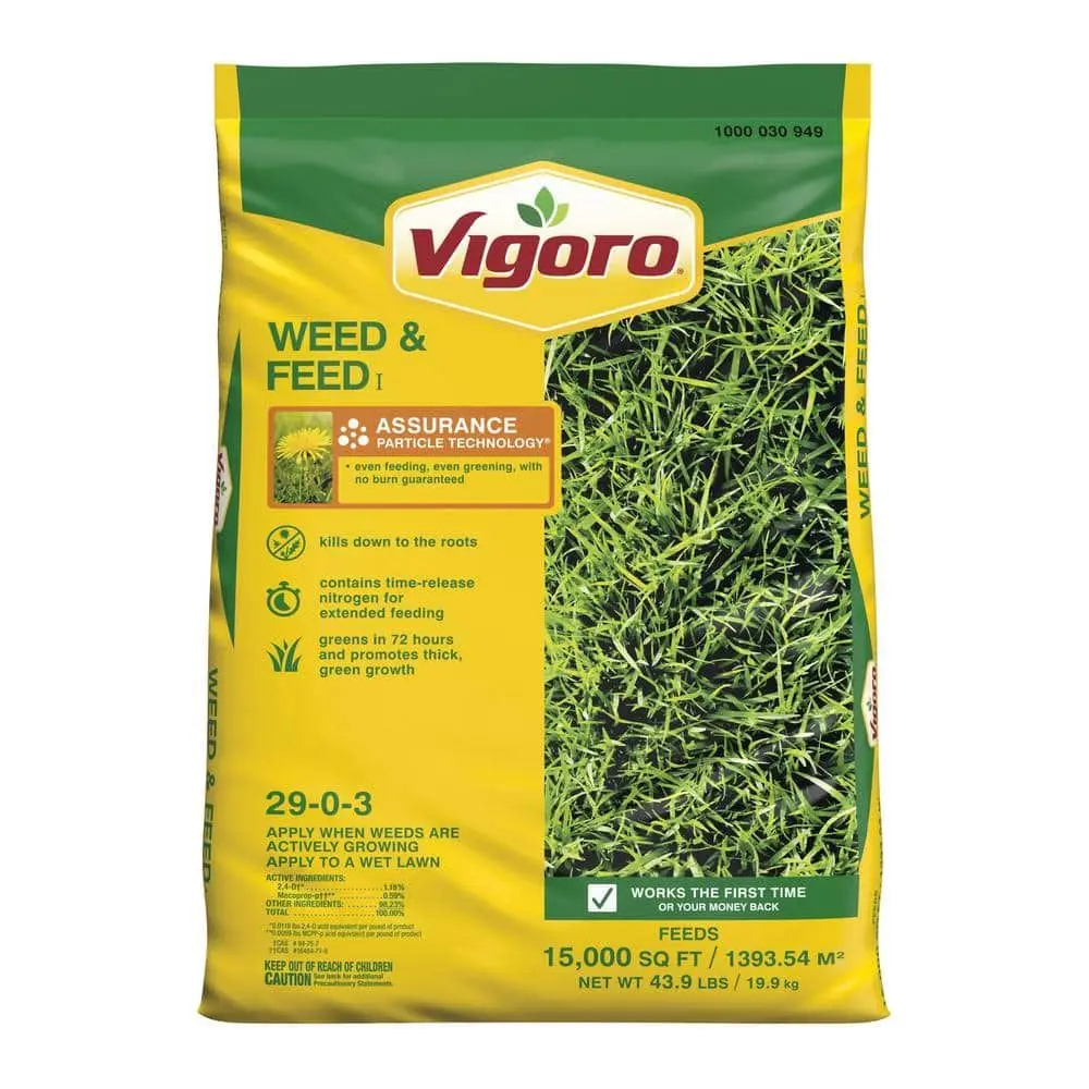 Vigoro Weed & Feed Weed Killer Plus Lawn Fertilizer 43.9 lb Covers 15000 sq ft