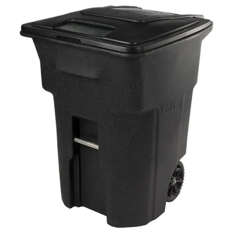 Toter 96 gal Black Polyethylene Wheeled Trash Can Lid Heavy Duty Outdoor Bin