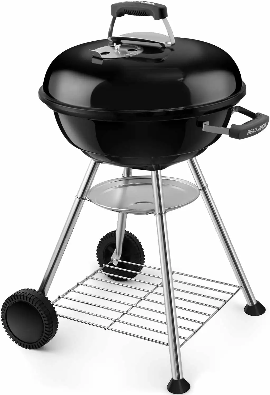 Charcoal Grill 18.2 Inch Heavy Duty Round BBQ Wheels Outdoor Cooking Tailgating Patio Backyard Camping Travel-Friendly Bla...