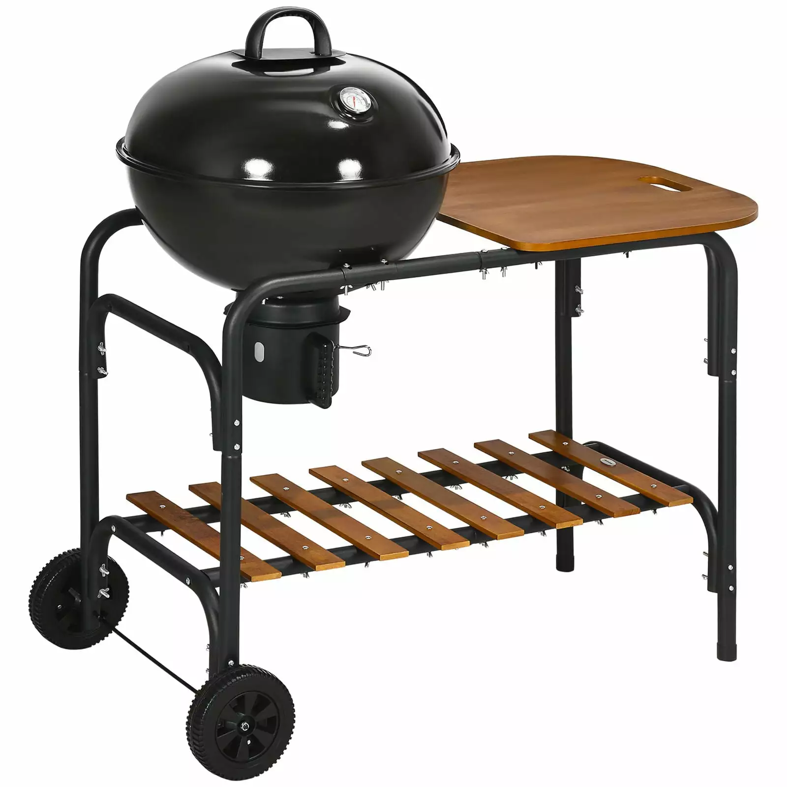 Charcoal Grill on Wheels Smoker Grill Table Shelf Outdoor Cooking MadDog Vivo