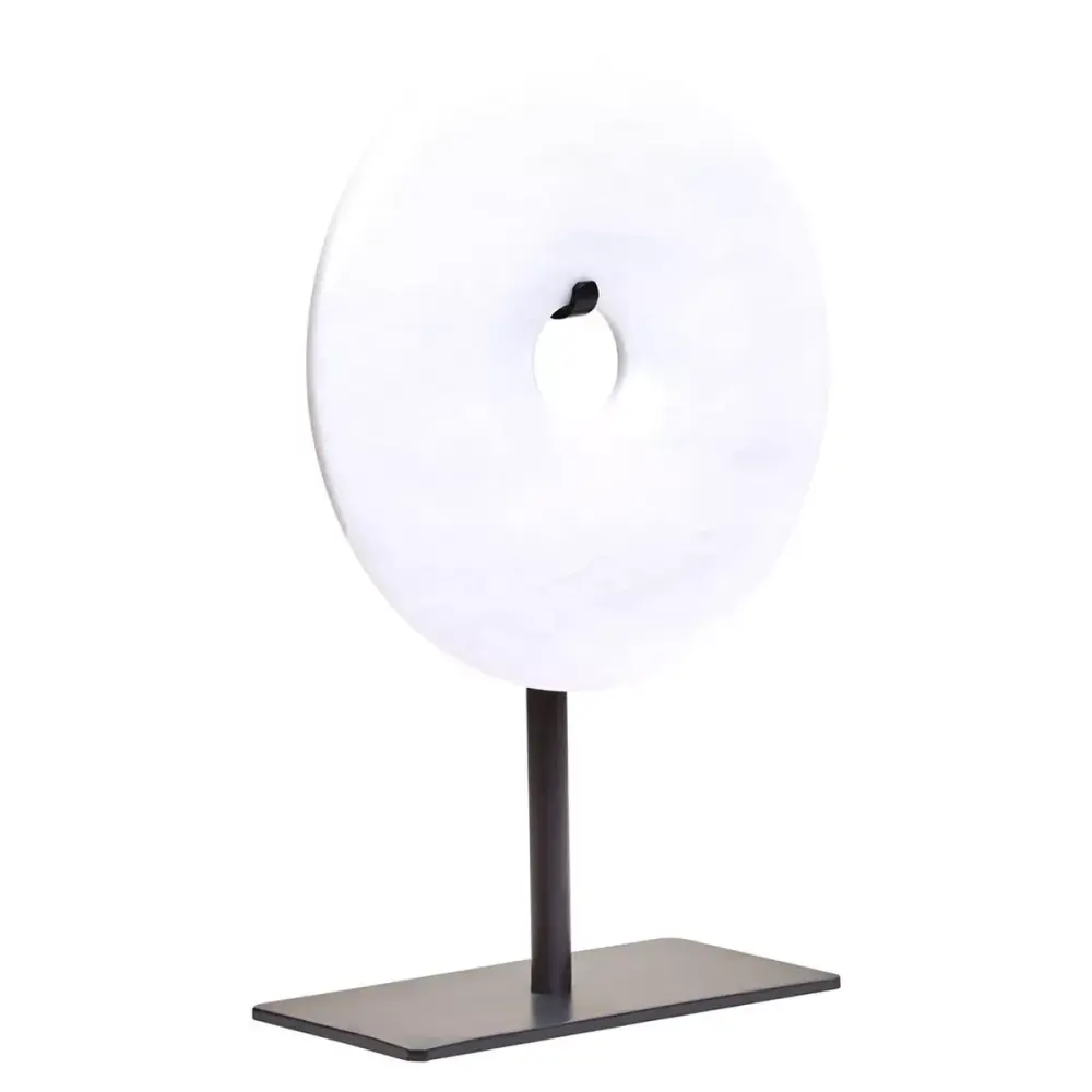 Zoro Round Marble Disc Sculpture - Snow