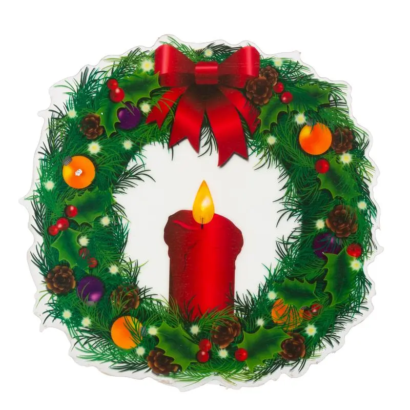 Gerson Red Wreath Window Cling Candle Indoor Christmas Decor Pack 12