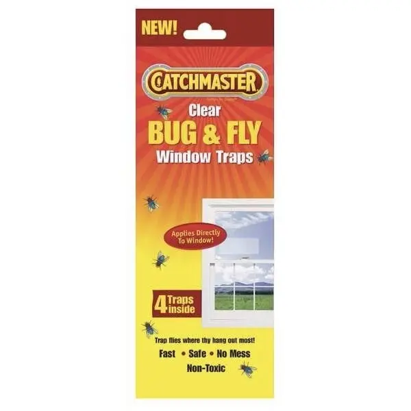 CatchMaster Clear Bug & Fly Window Trap 4-Pack - Transparent Adhesive Traps Windows