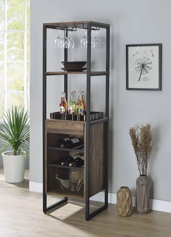 Narik Weathered Oak Wine Rack - Rustic Wine Bottle Holder