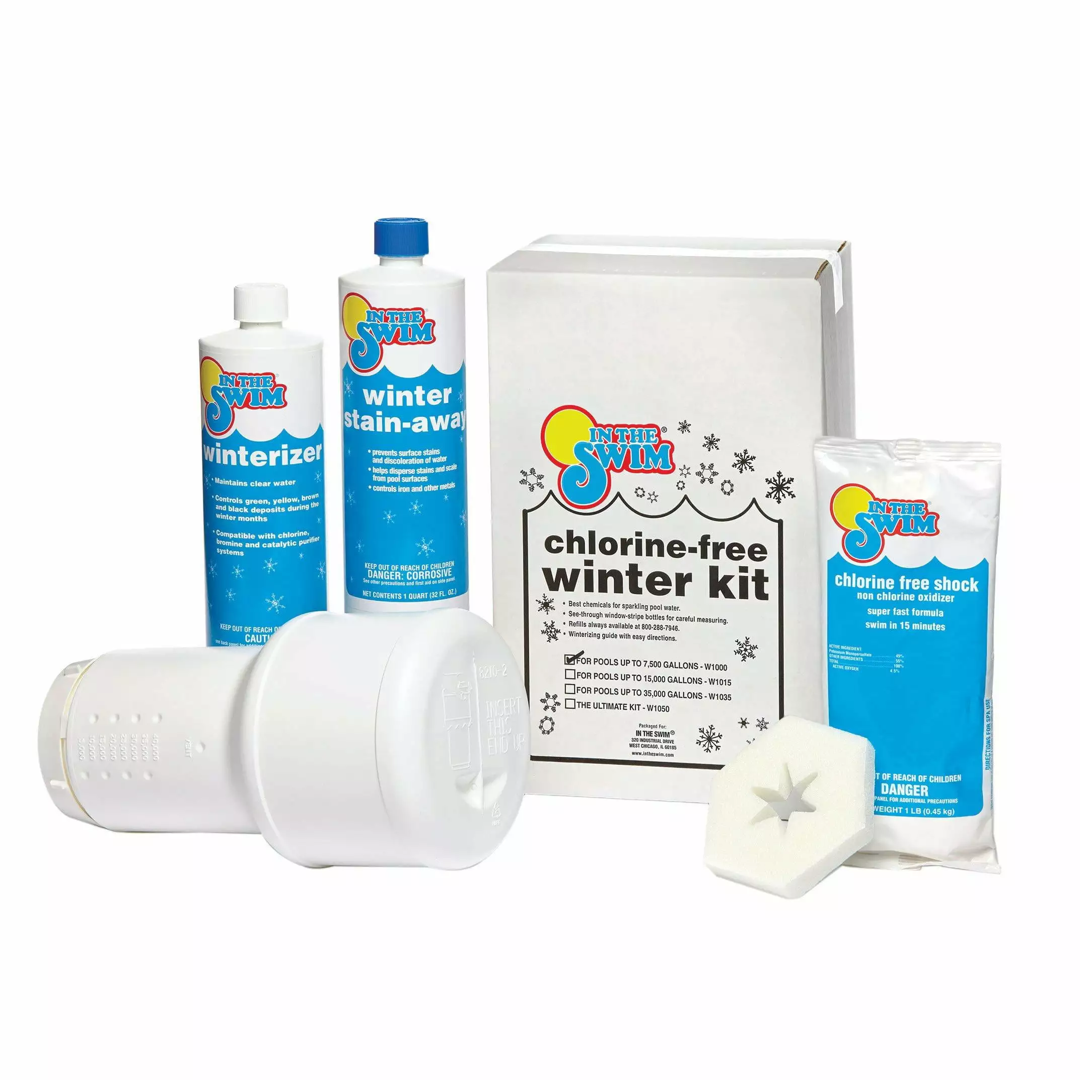 Swim Pool Closing Kit Winterizing Chemicals Above Ground and -Ground Pools Up to 7500 Gallons Version