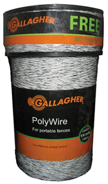 Gallagher G620300 Poly Wire Portable Fence Ultra White 1620 ft