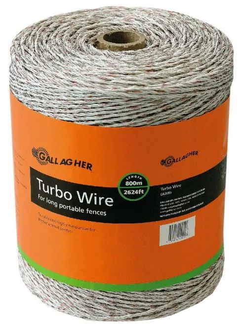 Gallagher G62089 Turbo Wire Long Portable Fence Ultra White 2624 Feet