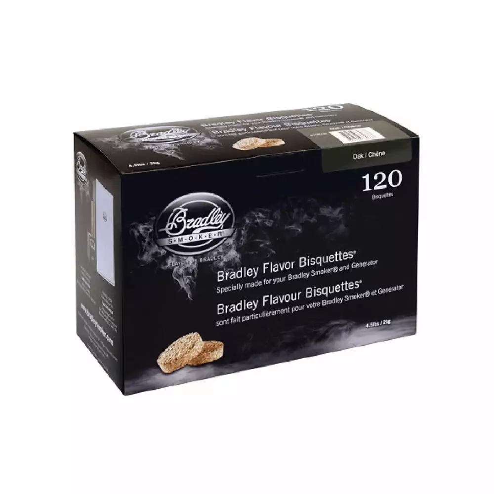 Bradley Smoker Smoking Bisquettes Oak Wood 120Pk Rich Smoky Flavor