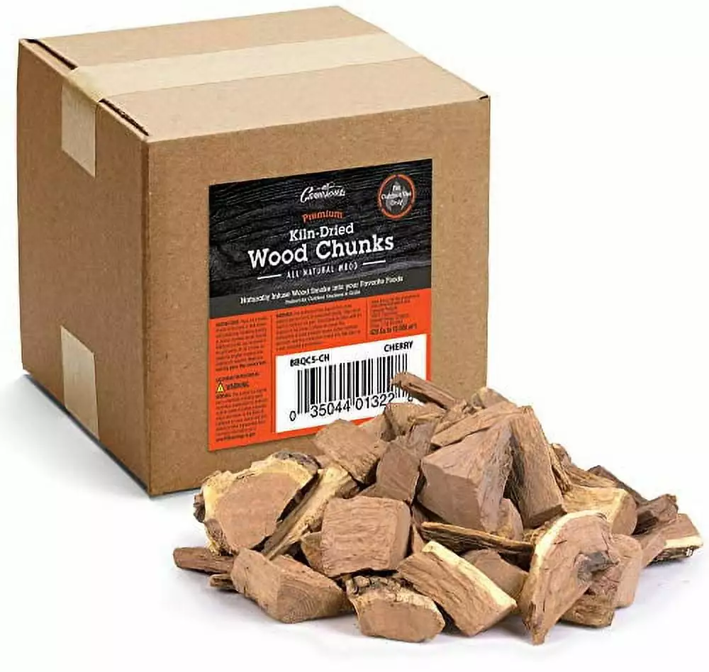 Smoking Wood Chunks Cherry 5 Pounds 420 cu Kiln Dried BBQ Large Cut Chips Smoking Meat Camerons