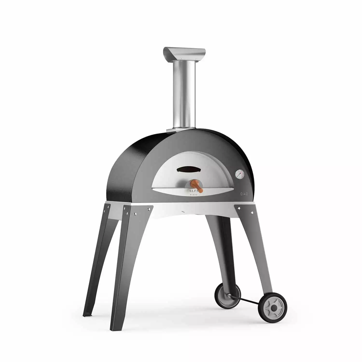 Alfa Ciao M 27 Wood Fired Pizza Oven on Base Silver Gray