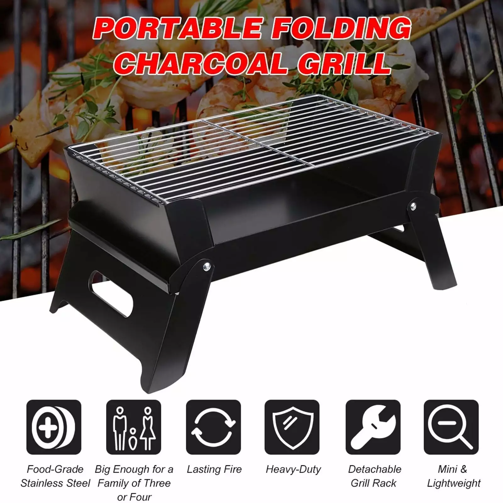 EQWLJWE Mini Travel-friendly Camping Grill Barbecue Net Outdoor Wood Stove