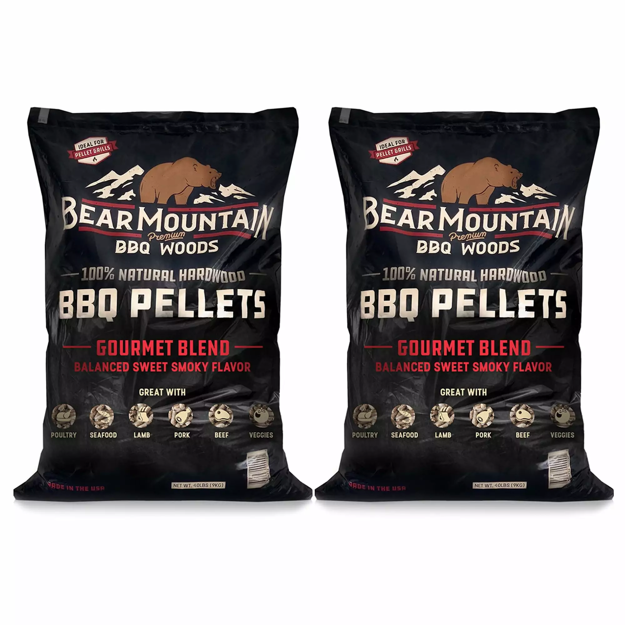 Bear Mountain BBQ 40 Lbs All-Natural Hardwood Smoker Pellets Smoking and Grilling Bear Mountain Premium BBQ Woods