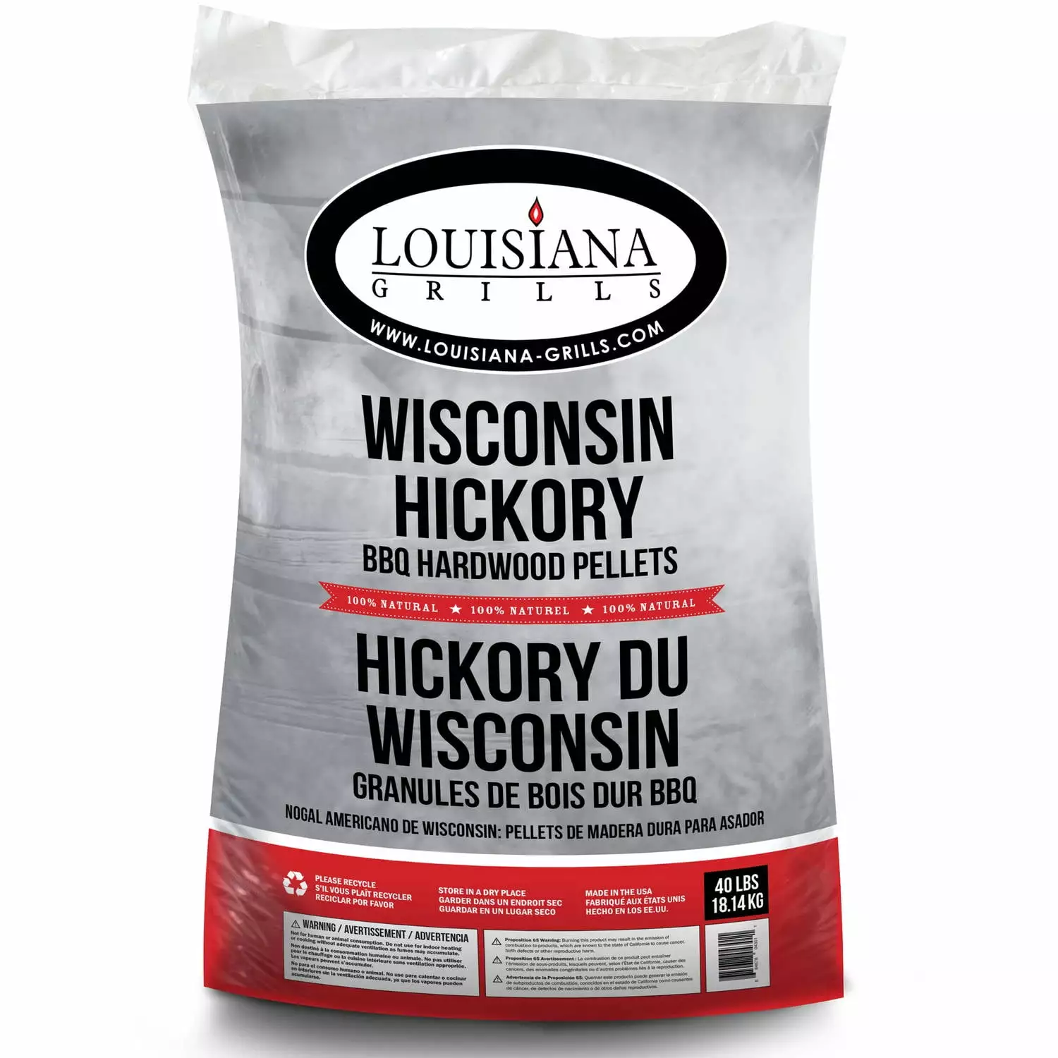 Louisiana Grills All Natural Hardwood Pellets Wisconsin Hickory 40 lbs