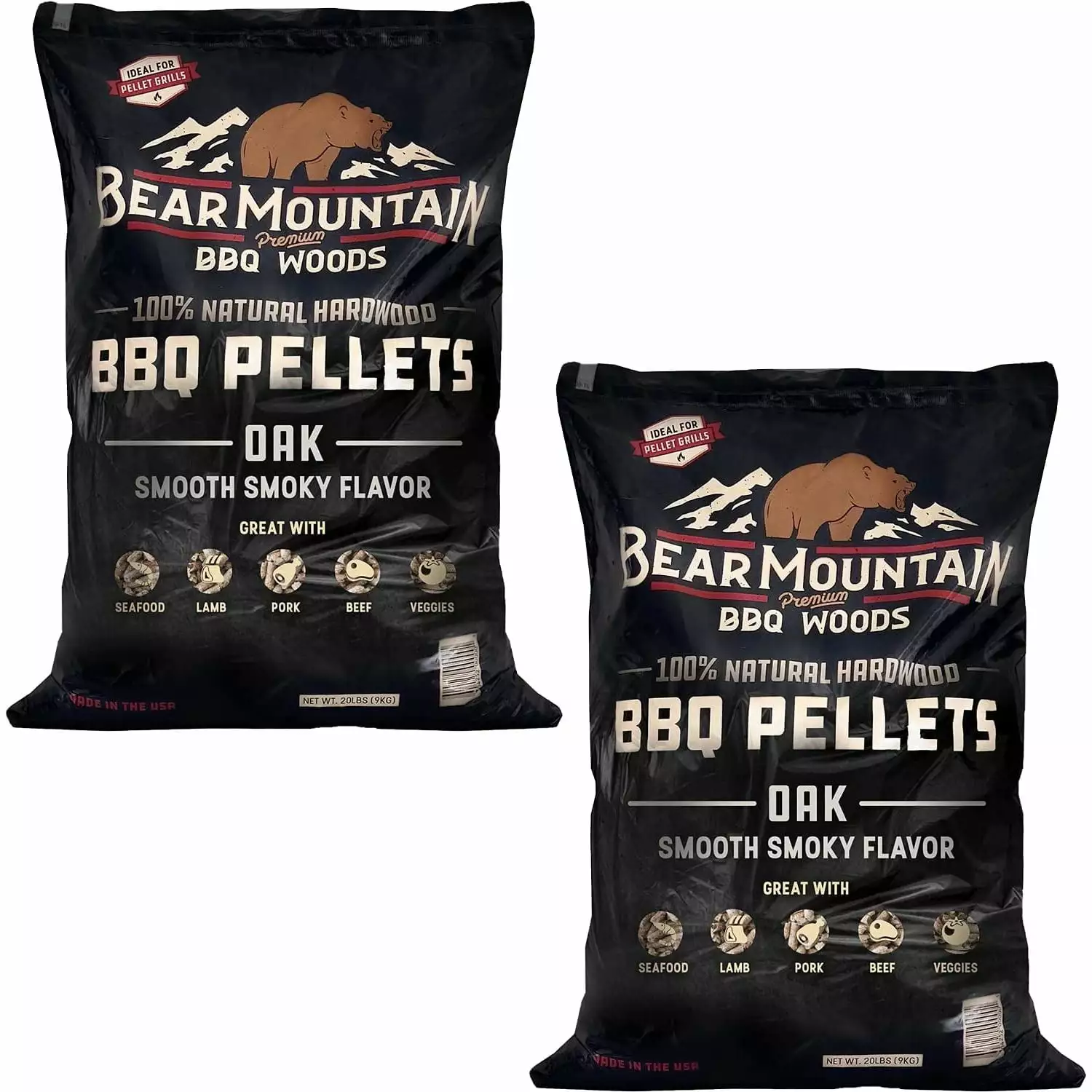 WJUN Luxury All Natural Hardwood Red and White Oak Wood Chip Pellets - 20 Pounds (2 Pack) Outdoor Gas Charcoal Electric Gr...