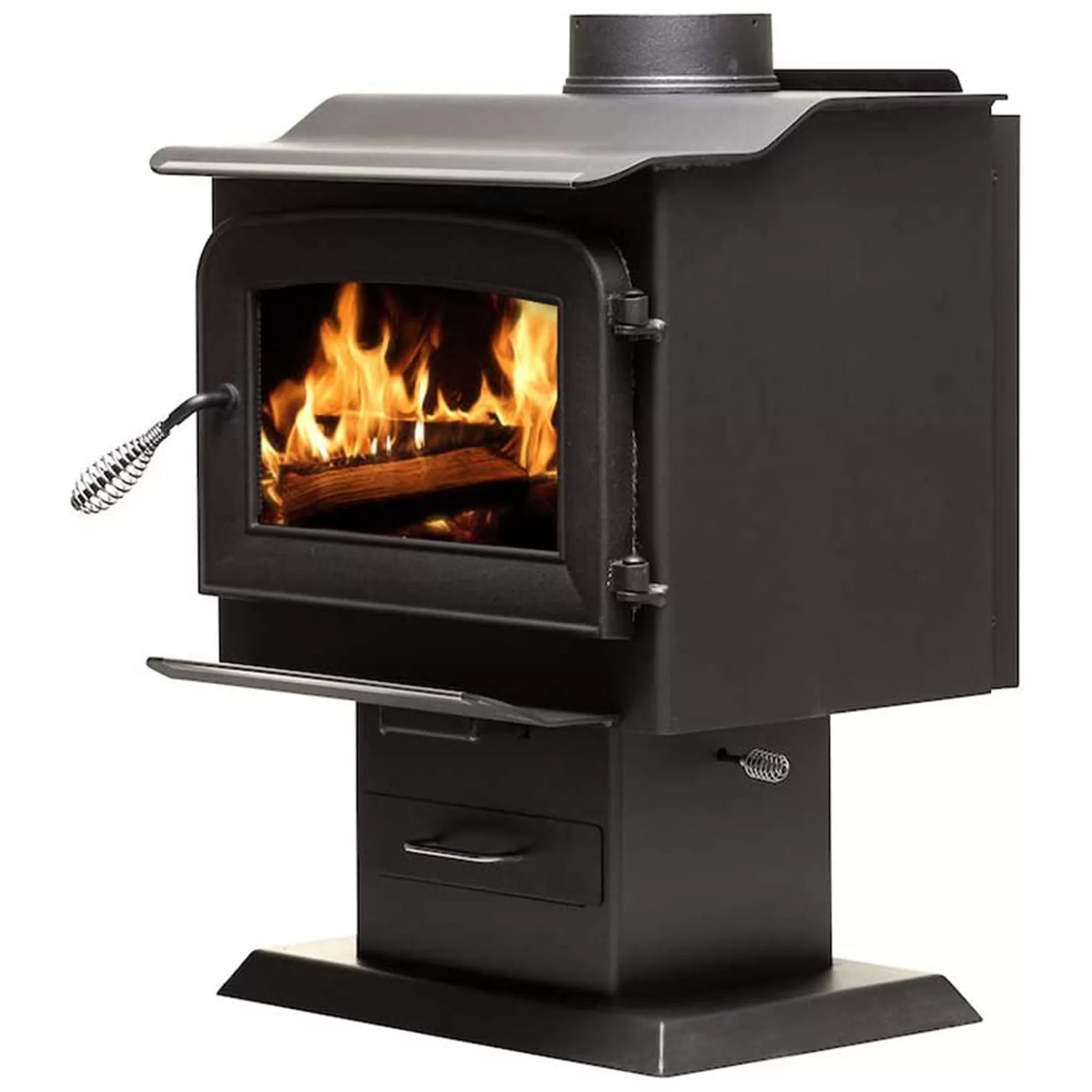 Ashley Hearth Products 1200 Square Feet 68000 BTUs Pedestal Wood Stove Black