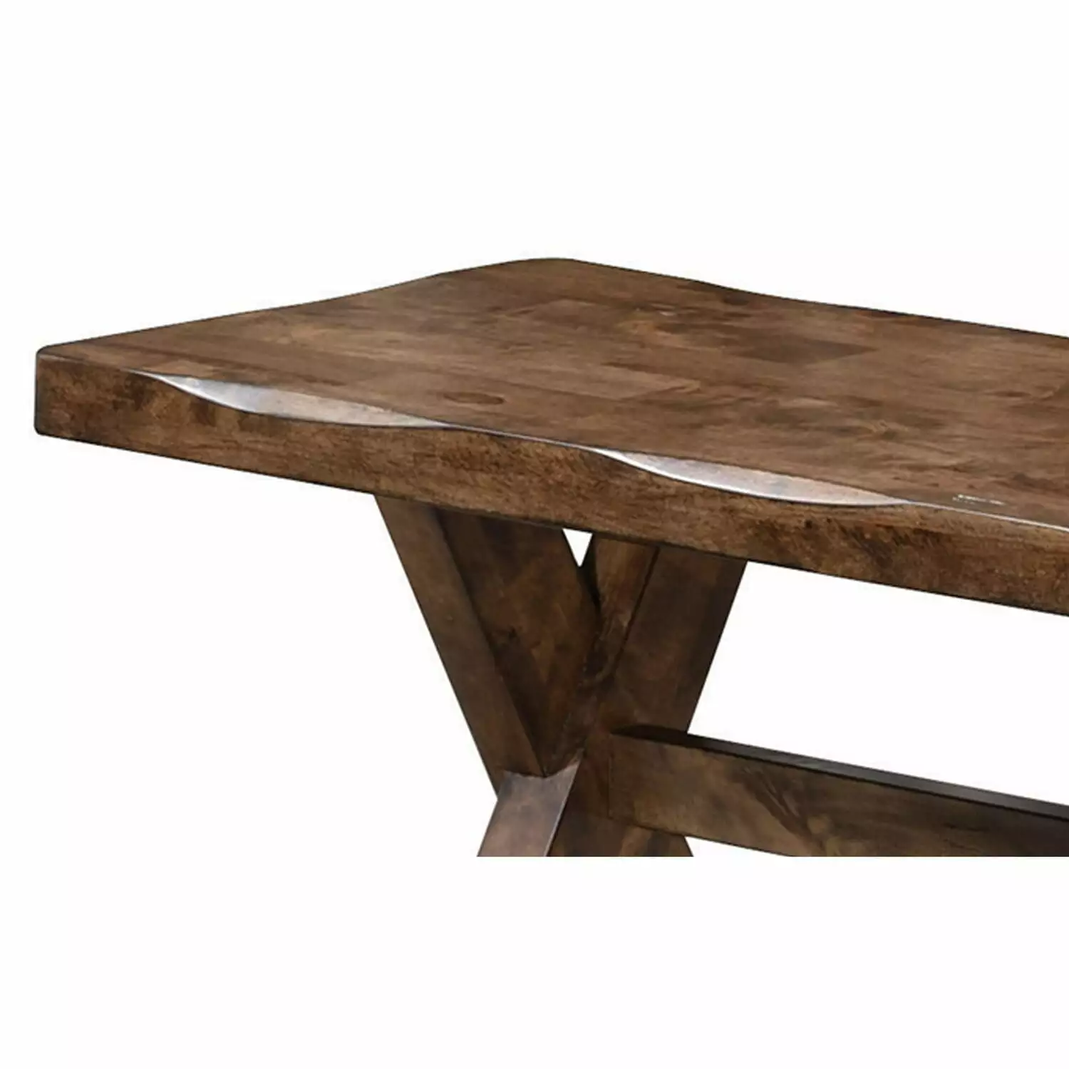 BenJara Wooden Trestle Style Base Bench Brown - Sturdy Living Room Bench Benches