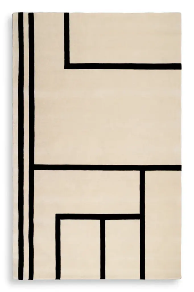 Off White Geometrical Wool Rug 10x13 Eichholtz Omar Modern Floor Covering