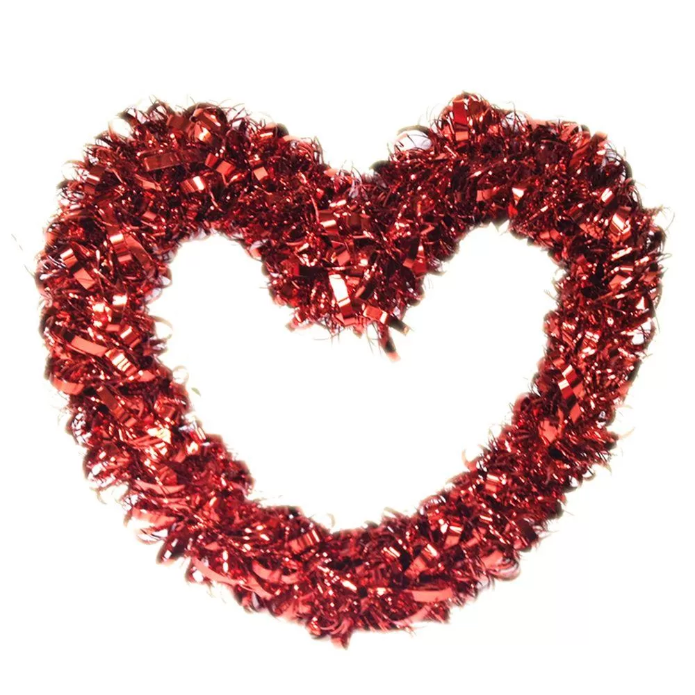 Brite Star 17 Inch Valentine Red Tinsel Curly Wreath Holiday Decor