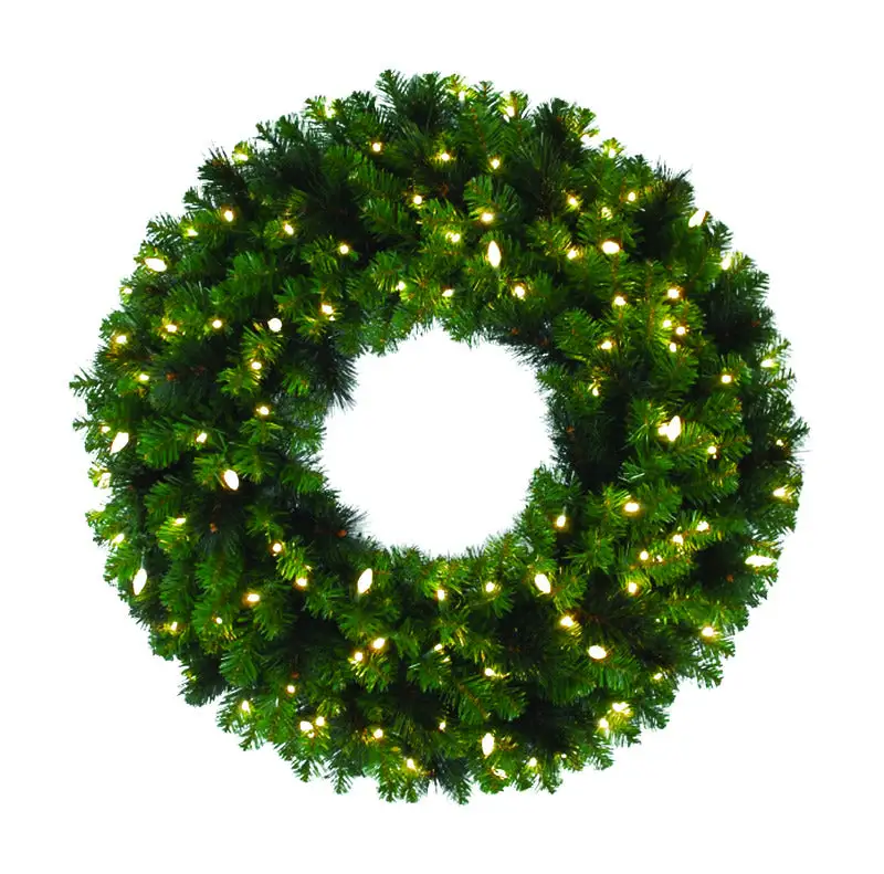 Celebrations 36 D LED Prelit Clear Warm White Mixed Pine Christmas Wreath Pack 2