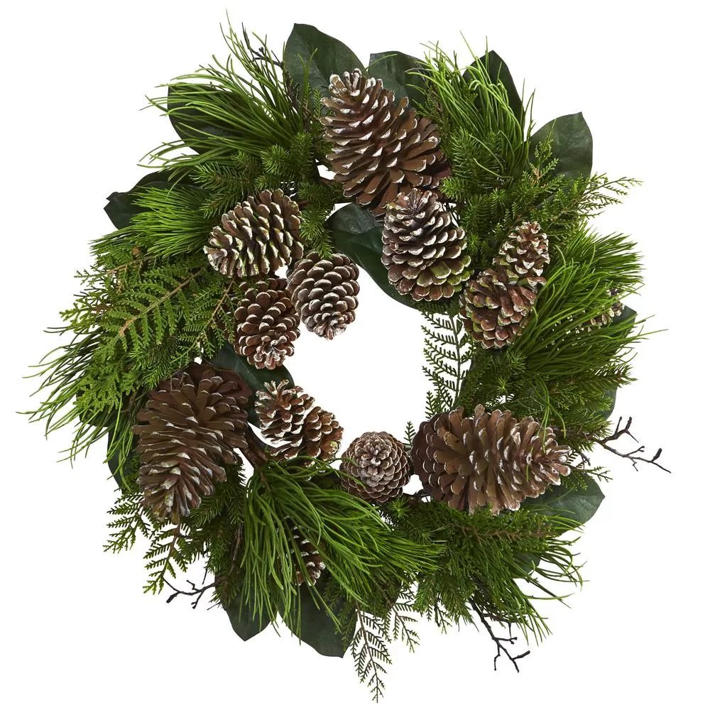 Nearly Natural 28 Inch Pine Cone and Pine Artificial Wreath