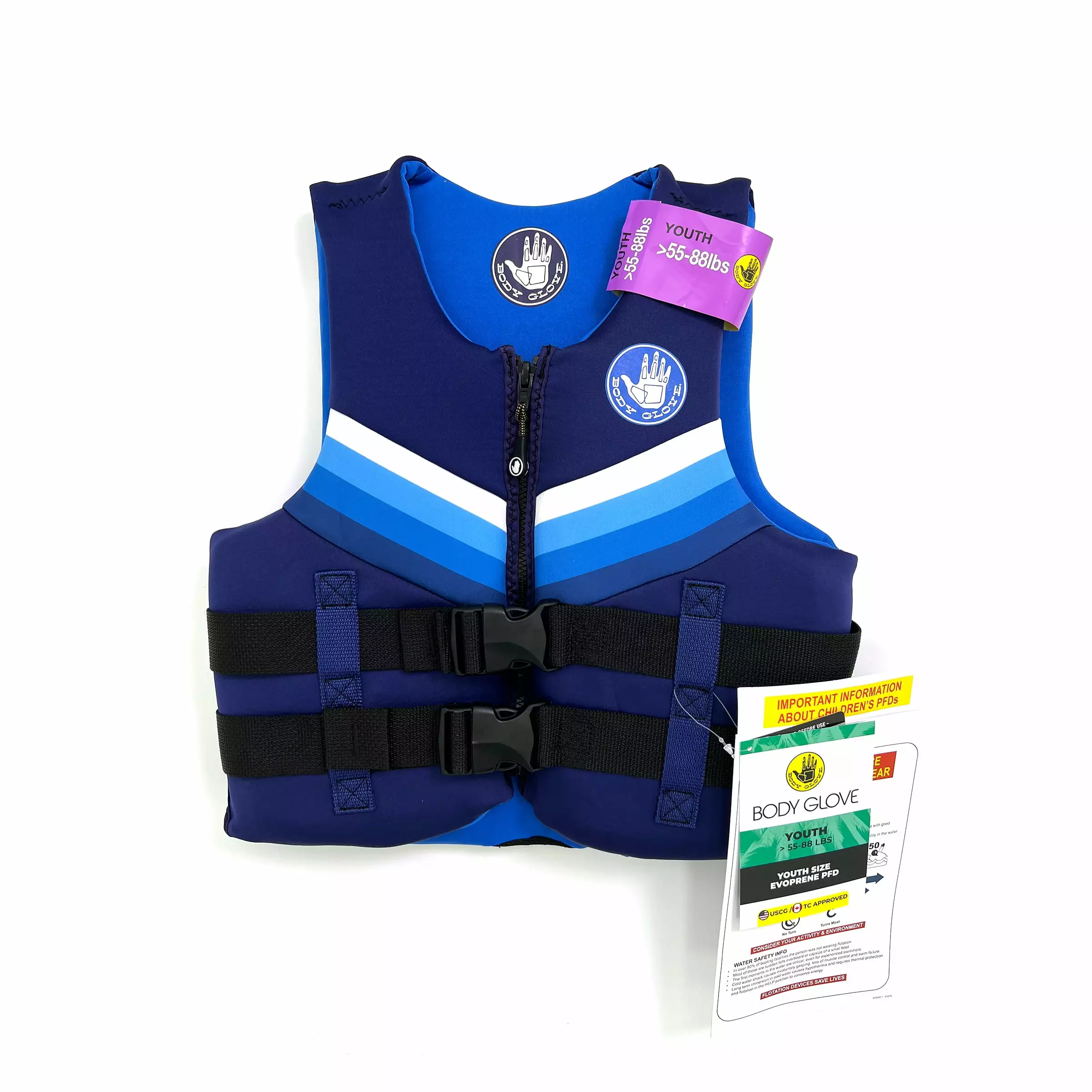 Body Glove Youth Boy Evoprene PFD Life Jacket Vest Teen Male 55-88 lbs Blue
